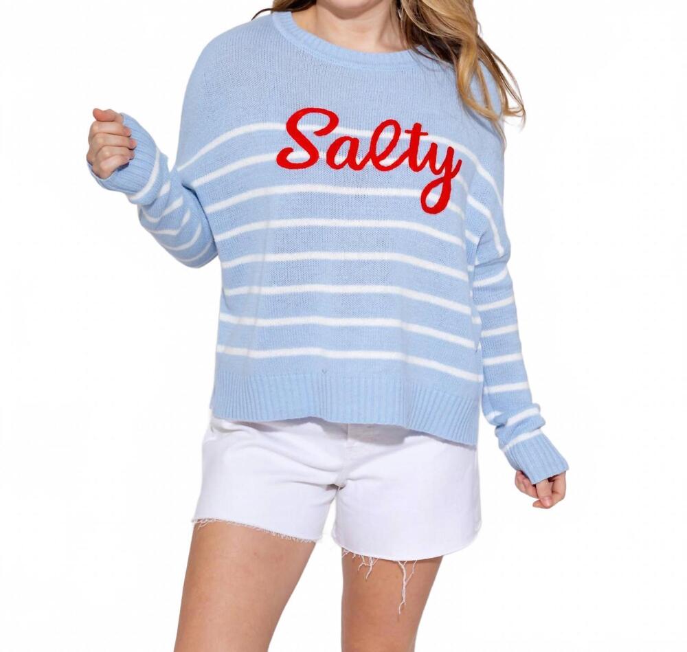 NEW SHIRALEAH salty relaxed sweater in blue